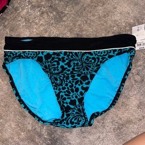 Blue and black bikini bottom